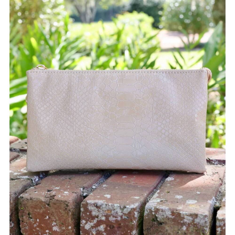 NEW CAROLINE HILL liz crossbody bag in taupe croc
